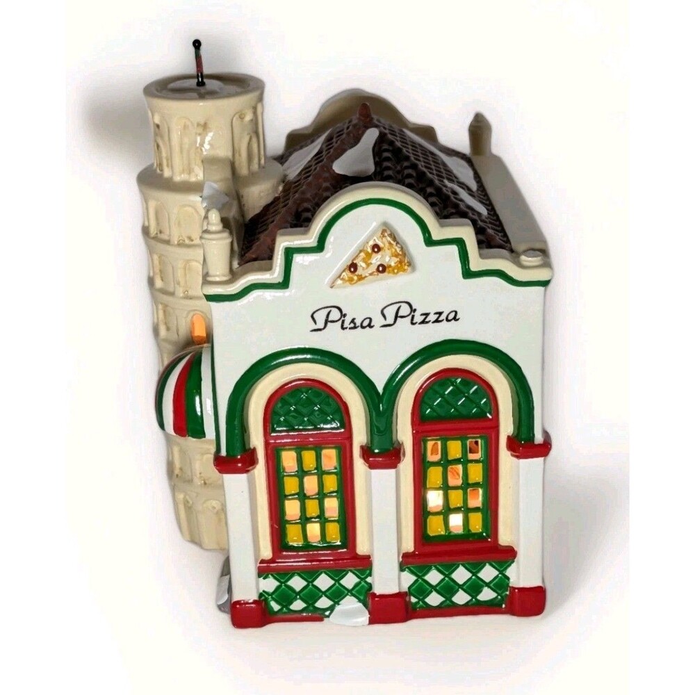 Department 56 Snow Village Pisa Pizza Lighted Building #54851 Vintage 1995 MINT - Picture 4 of 12